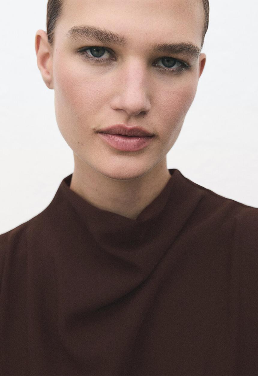 MANGO - Dress caro - dark brown