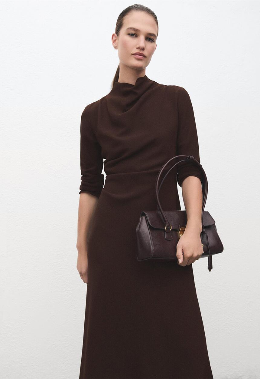 MANGO - Dress caro - dark brown