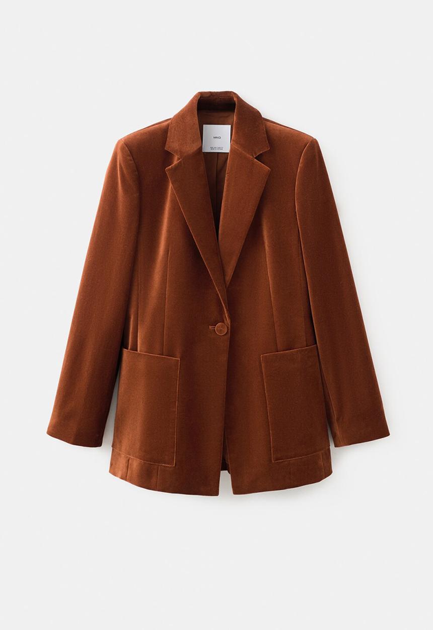 MANGO - Blazer velveton - medium orange
