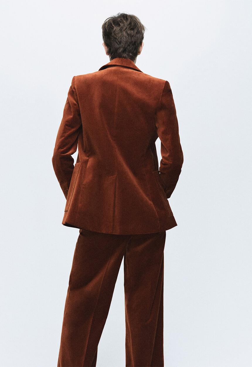 MANGO - Blazer velveton - medium orange