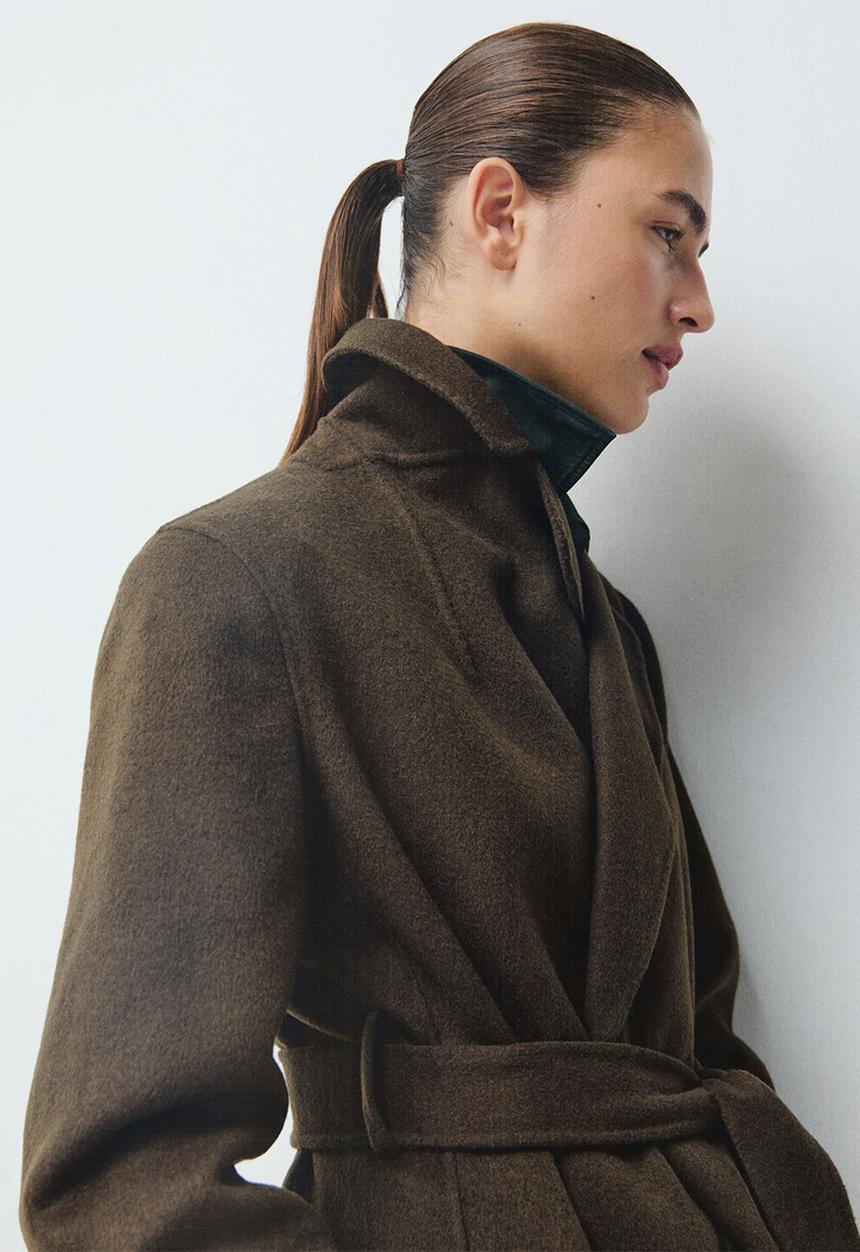 MANGO - Coat batin - beige/khaki