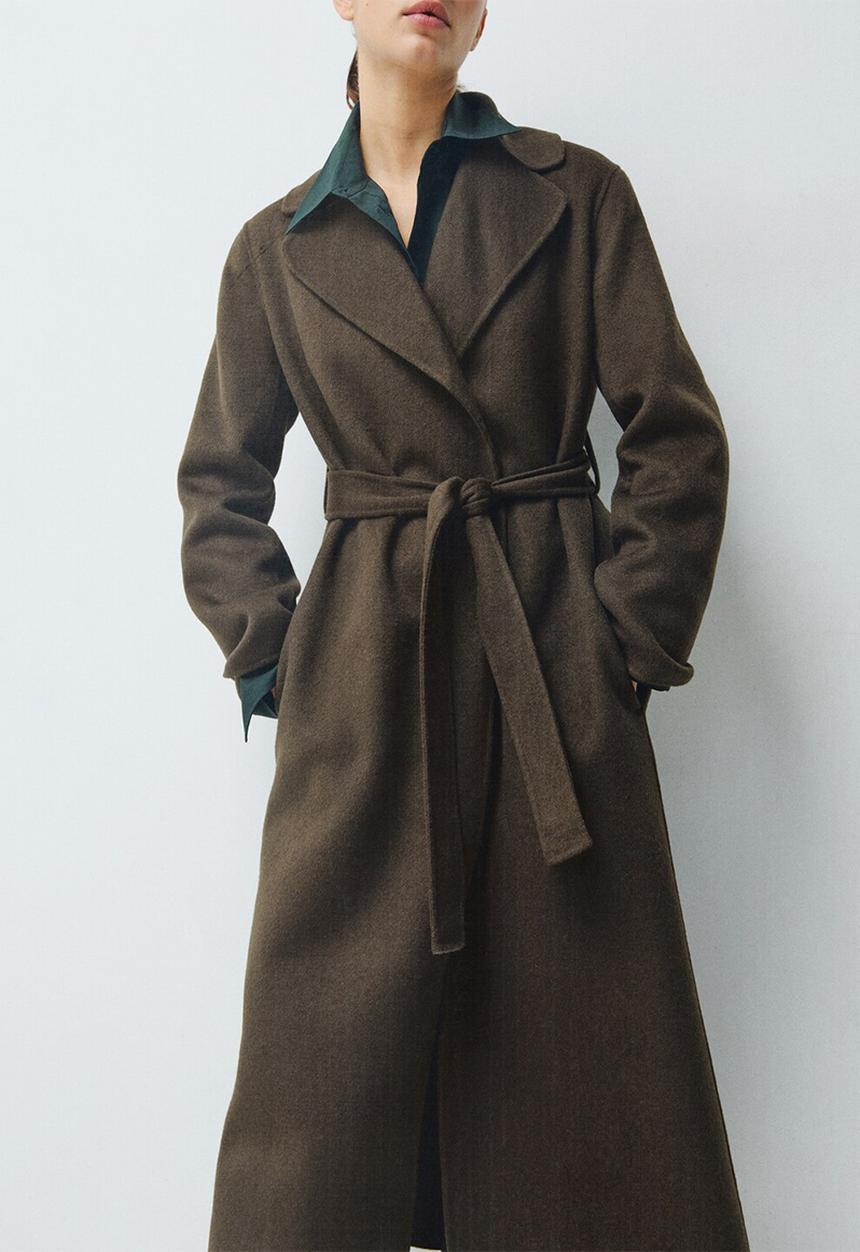 MANGO - Coat batin - beige/khaki