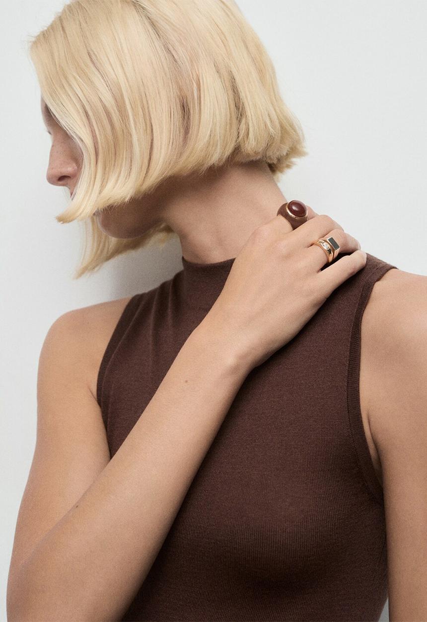 MANGO - Dress trufa - dark brown