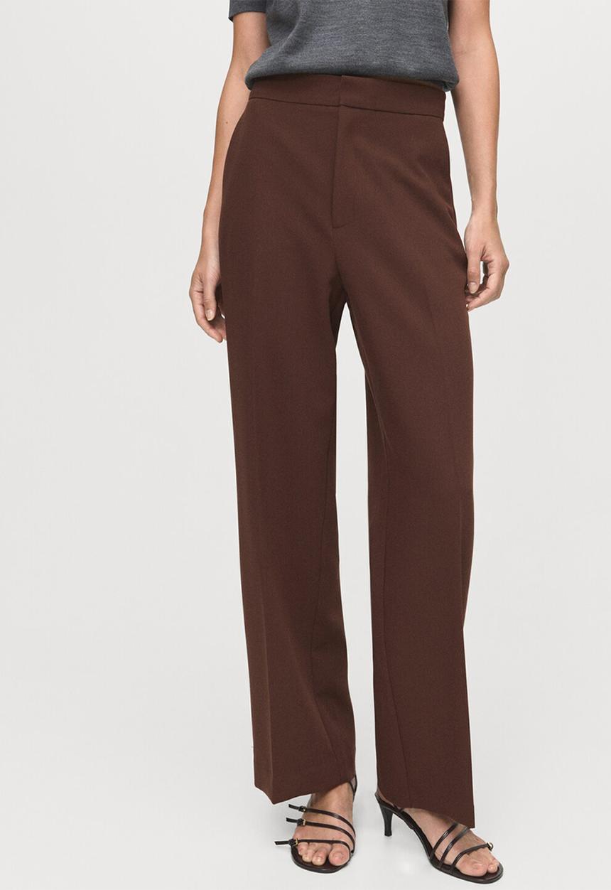 MANGO - Trousers pol - dark brown