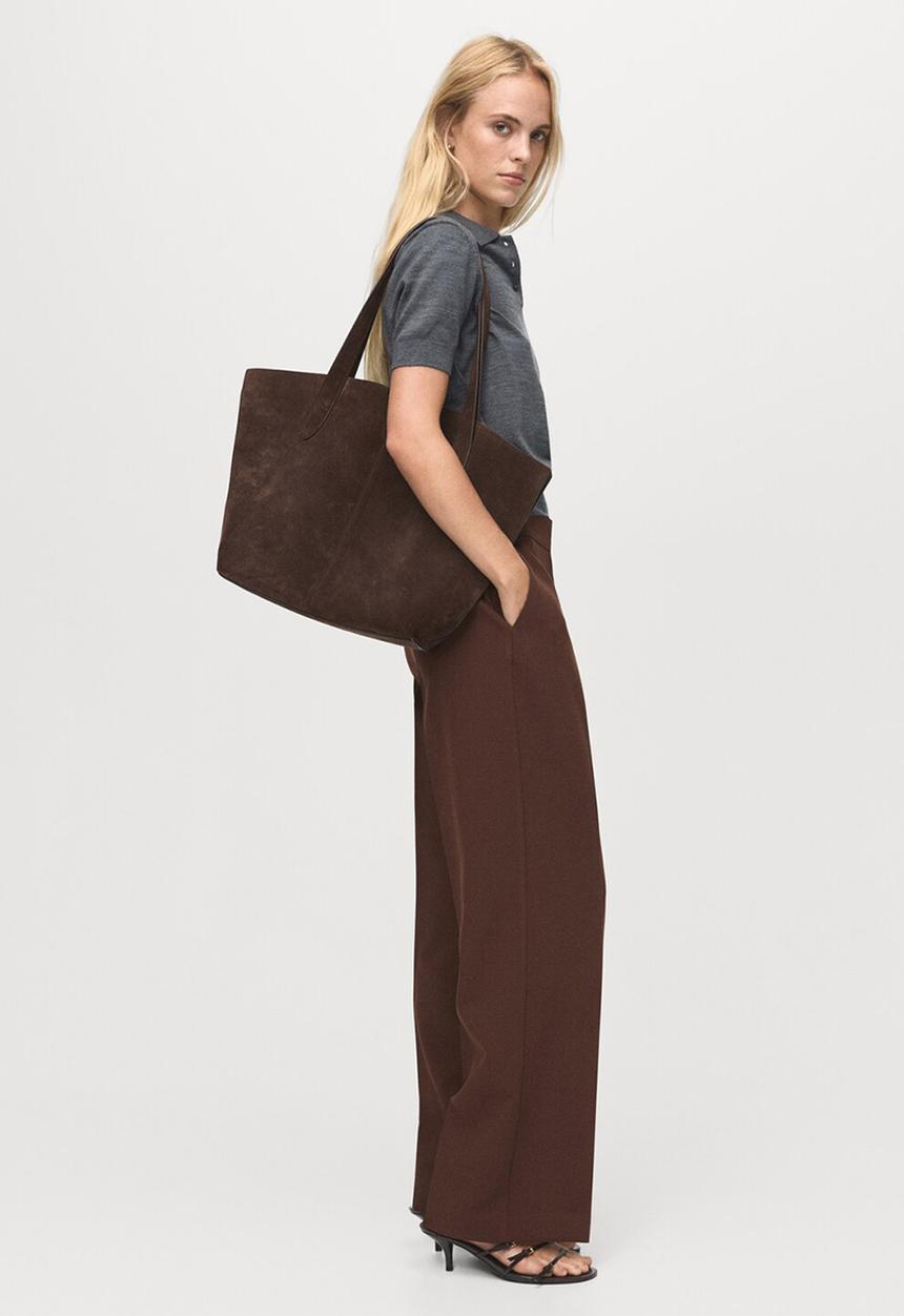 MANGO - Trousers pol - dark brown