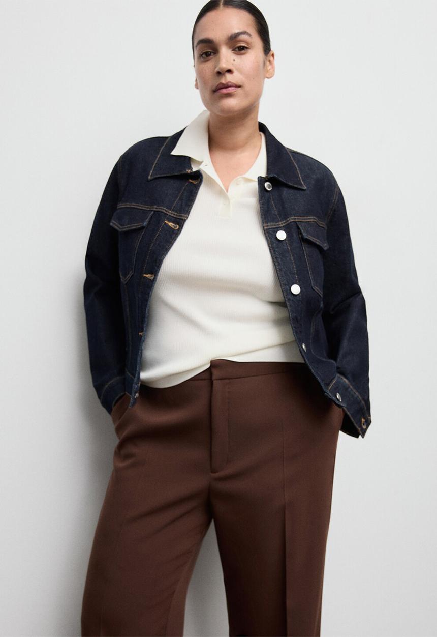 MANGO - Trousers pol - dark brown