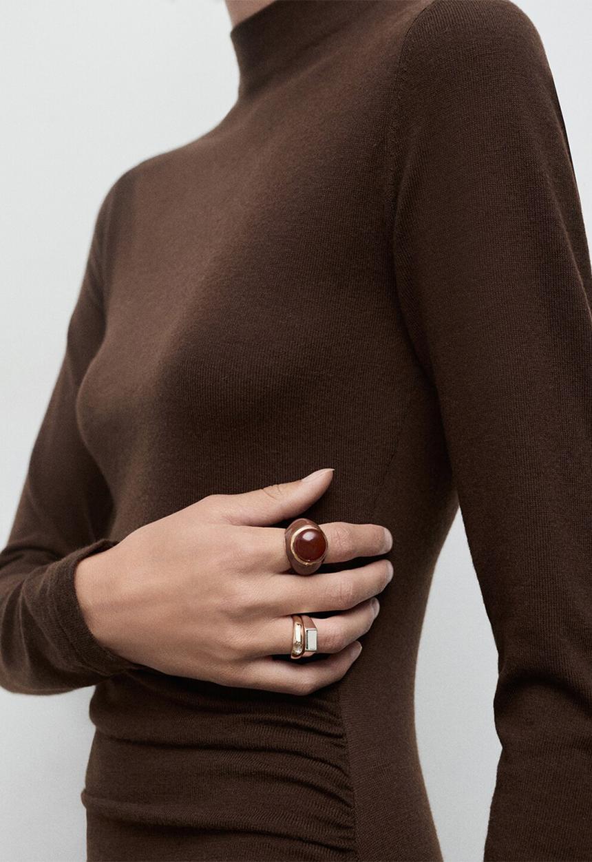 MANGO - Dress brat - dark brown