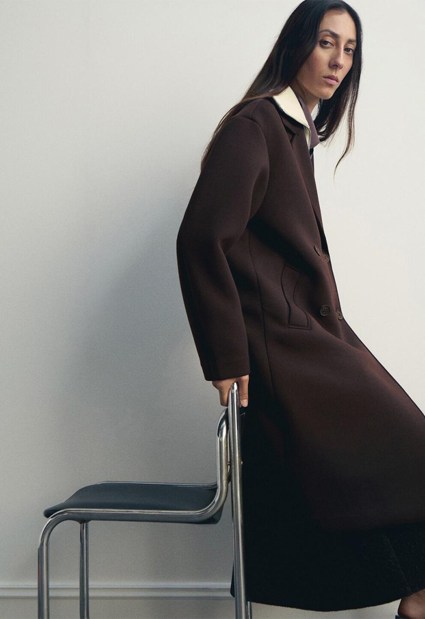 MANGO - Coat nero - brown