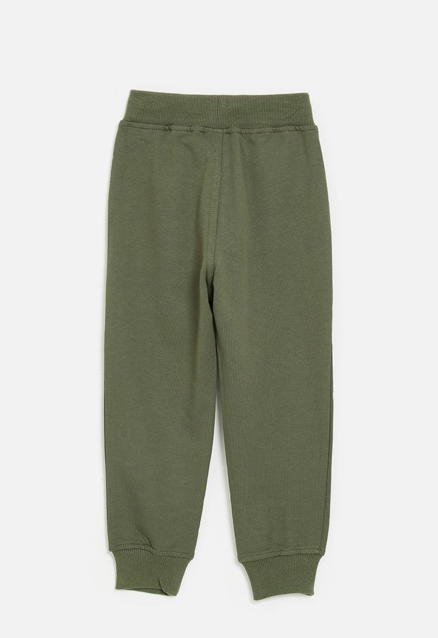 Pop Candy - Embroidered tractor knee patch joggers - army green