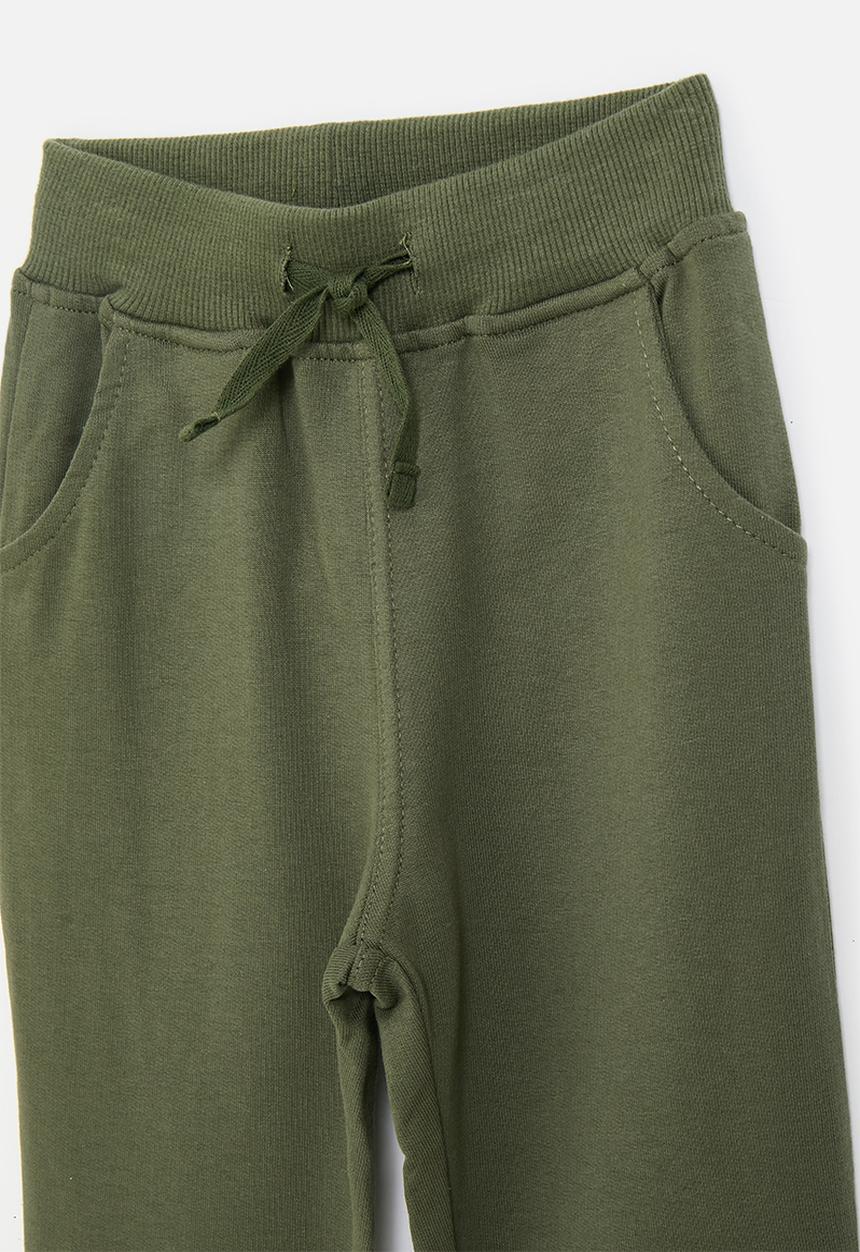 Pop Candy - Embroidered tractor knee patch joggers - army green