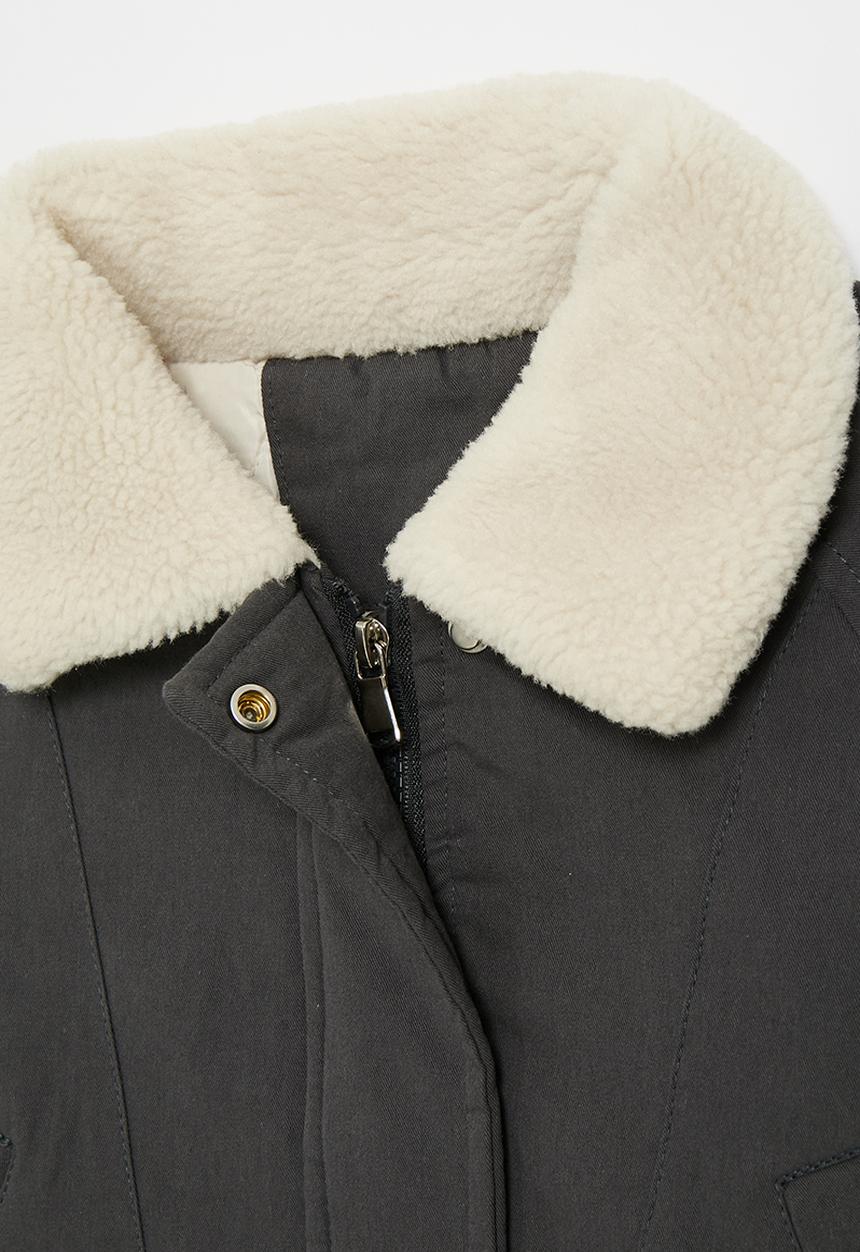 Pop Candy - Shearling collar jacket - charcoal grey