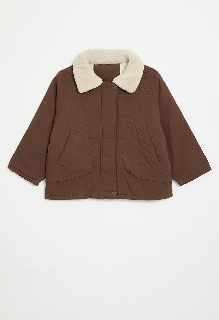 Pop Candy - Shearling collar jacket - brown