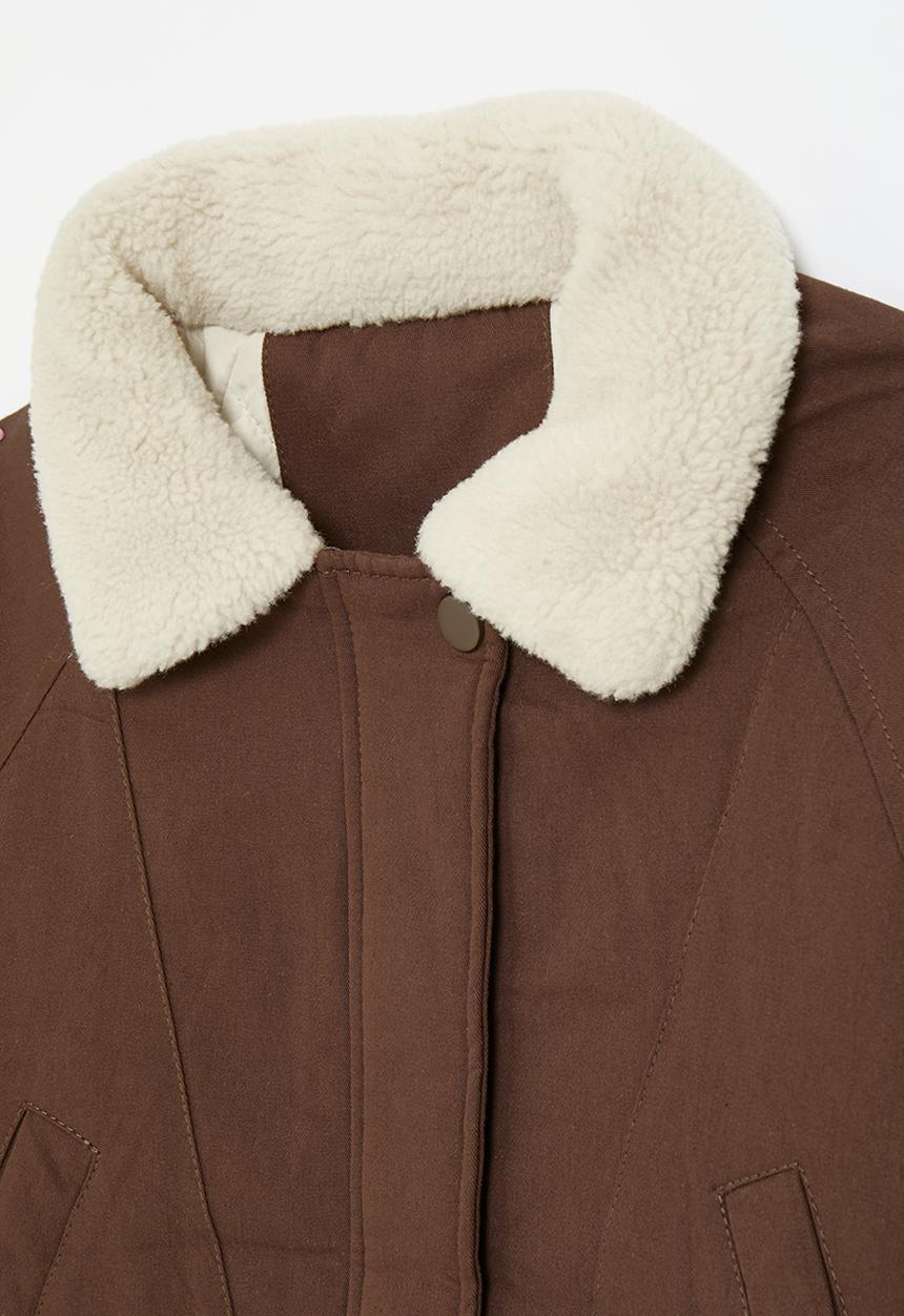 Pop Candy - Shearling collar jacket - brown