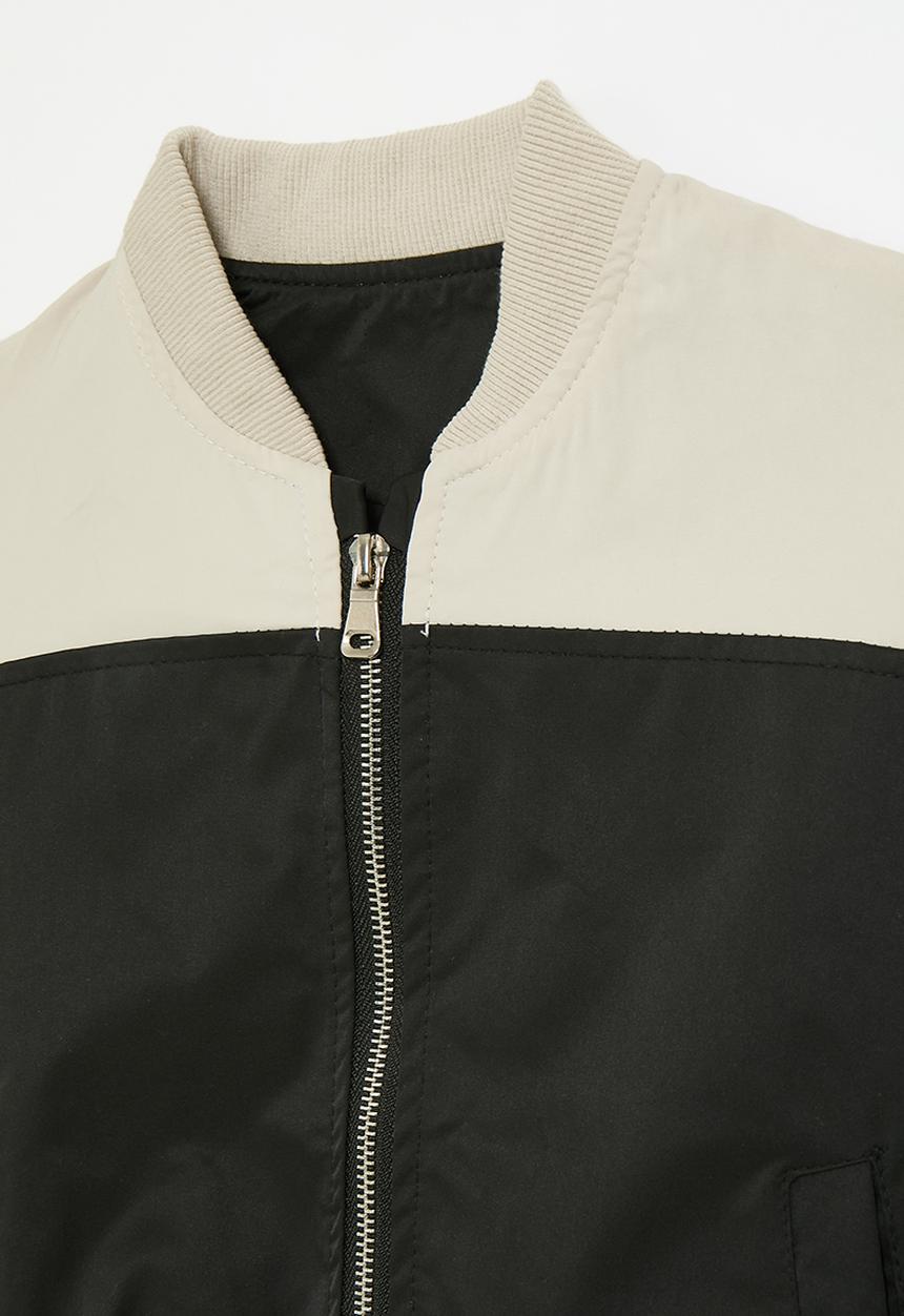 Pop Candy - Two tone baseball-style jacket - beige/black