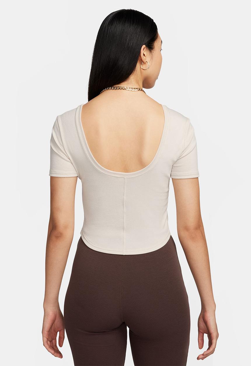 Nike - W Nsw Nk Chll Knt Mrib Ss Top - Ltowbr/Sail