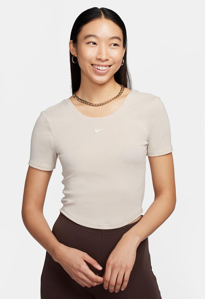 Nike - W Nsw Nk Chll Knt Mrib Ss Top - Ltowbr/Sail