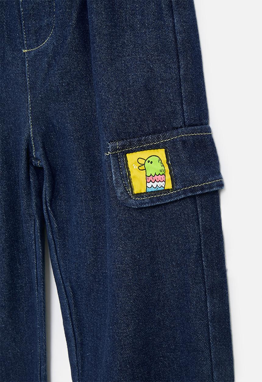 Pop Candy - Jogger-style jeans with bird patch pocket flap - dark blue
