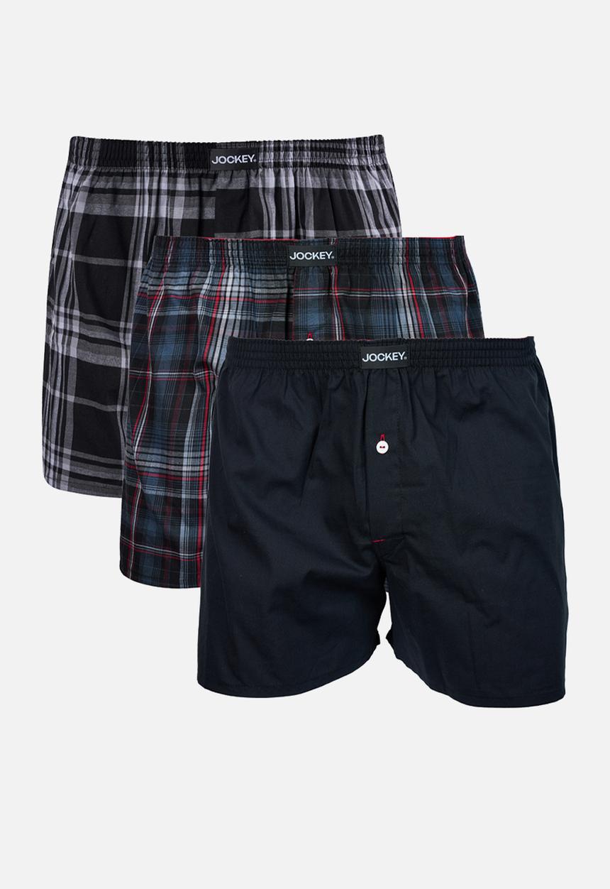 Jockey - 3 pack woven boxer shorts - grey multi
