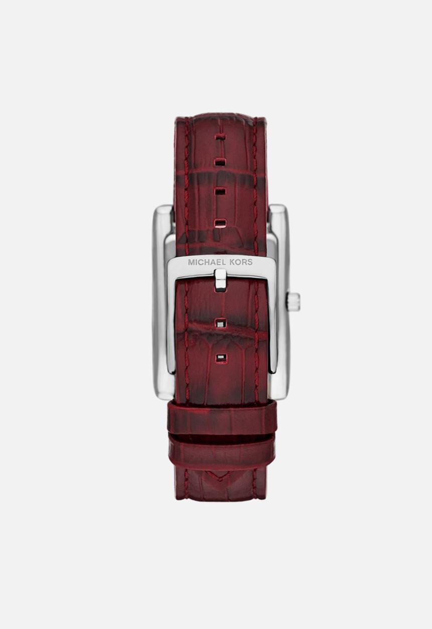 Michael Kors - Essex Three-Hand Red Leather Watch - Silver