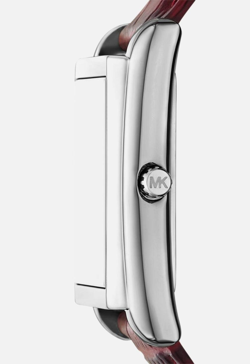Michael Kors - Essex Three-Hand Red Leather Watch - Silver