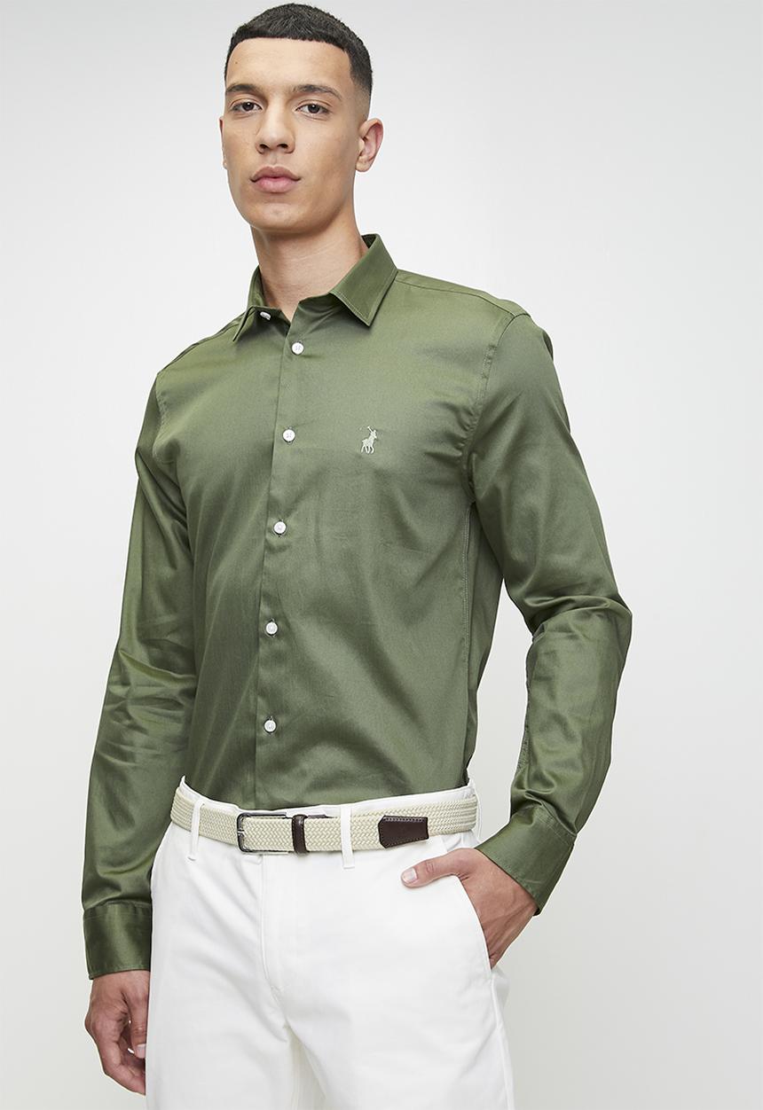 POLO - GREIG  ESSENTIAL SATEEN LS SHIRT - FATIGUE