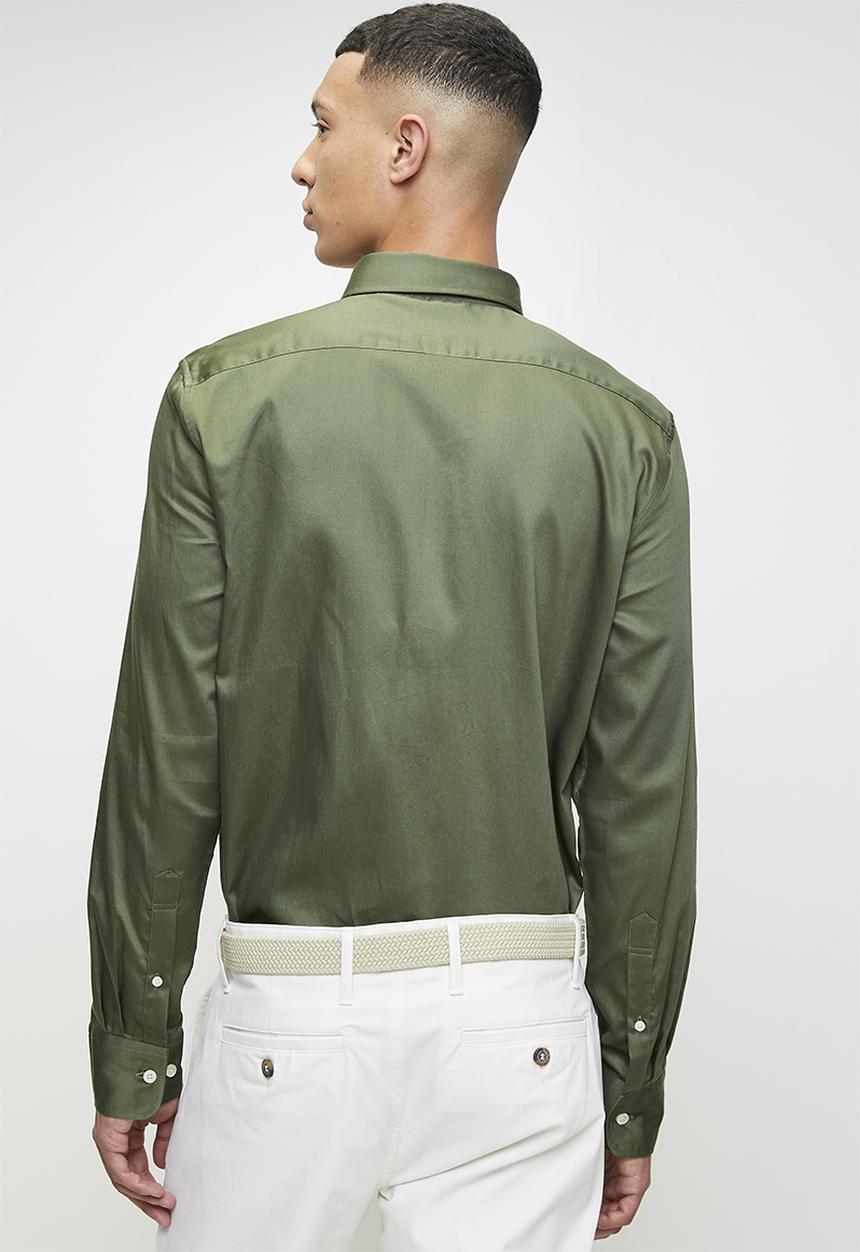 POLO - GREIG  ESSENTIAL SATEEN LS SHIRT - FATIGUE