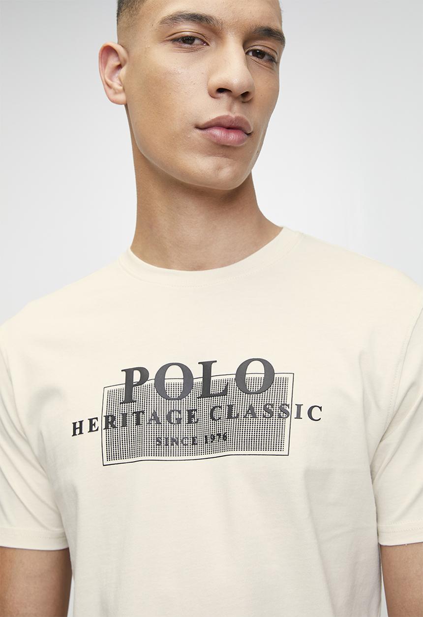 POLO - ELLIOT Printed Graphic Ss T-Shirt- Off White