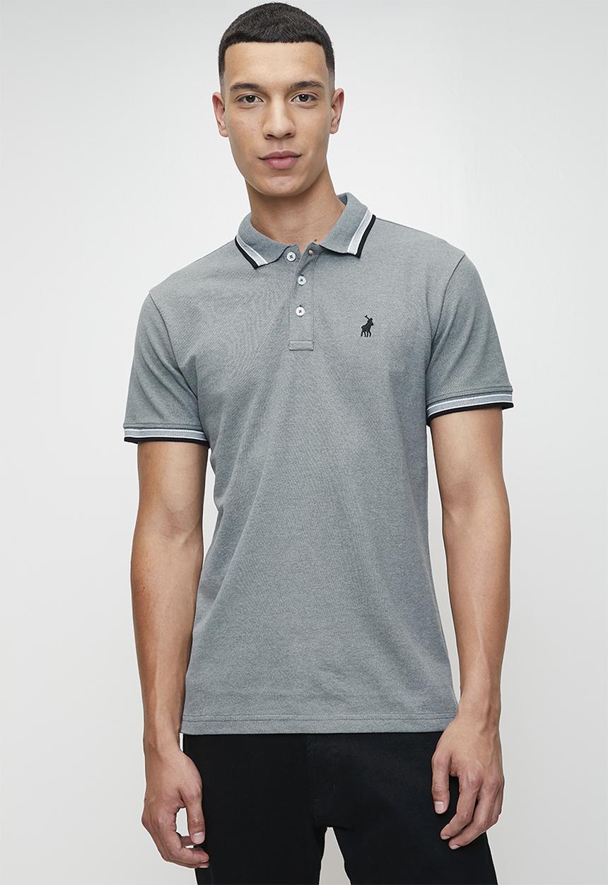 POLO - VISH  TIPPED SS GOLFER - BLUE MELANGE