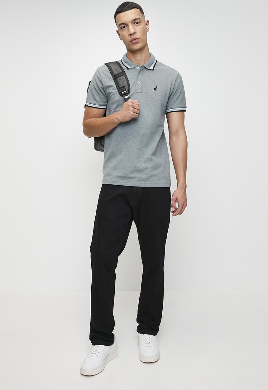 POLO - VISH  TIPPED SS GOLFER - BLUE MELANGE