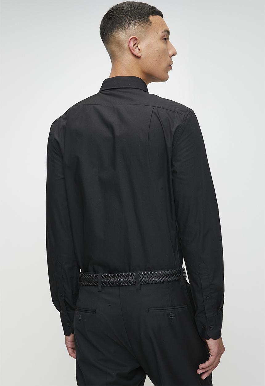 POLO - FULU  PJC POPLIN LS SHIRT - BLACK