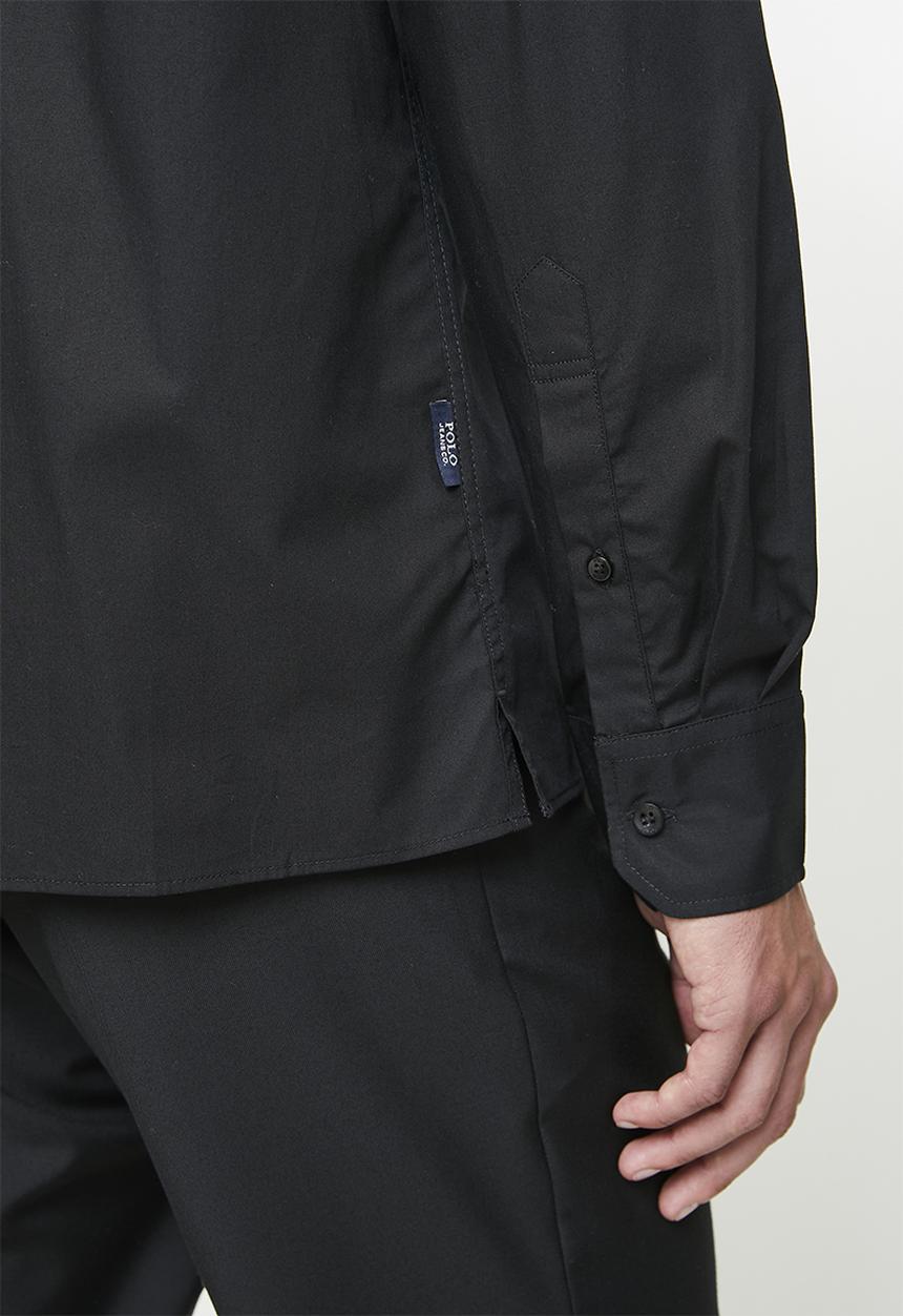 POLO - FULU  PJC POPLIN LS SHIRT - BLACK