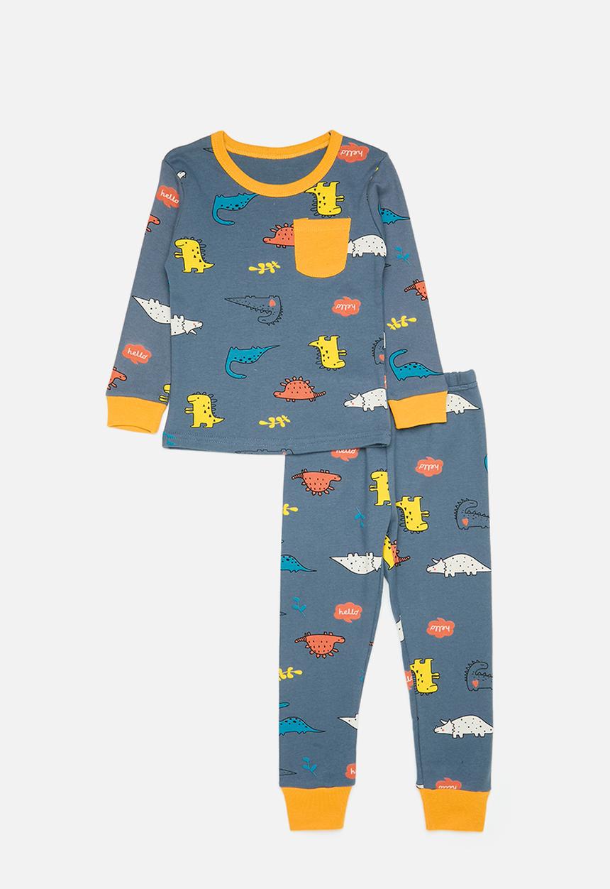 Pop Candy - Printed pj set - grey blue/dark yellow/multi