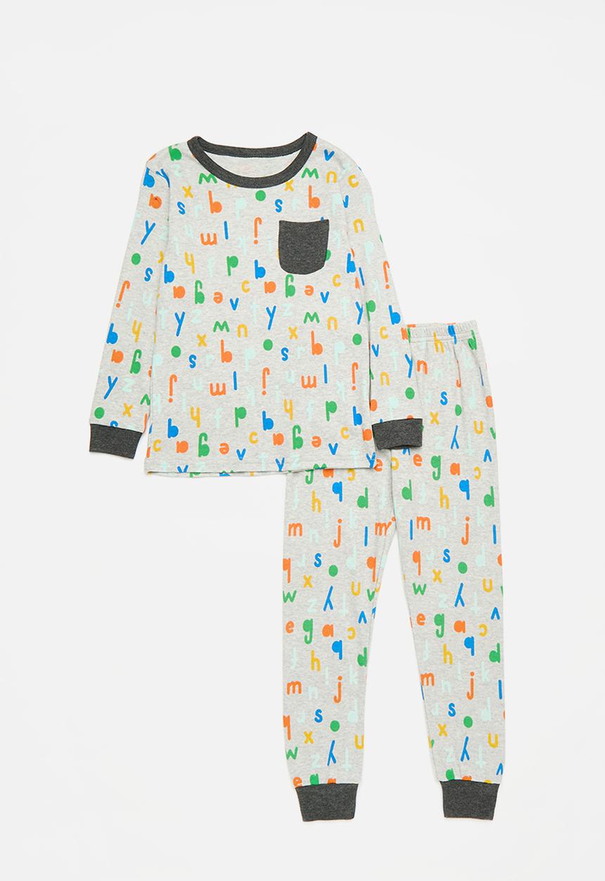 Pop Candy - Long sleeve pj set - grey/black/multi