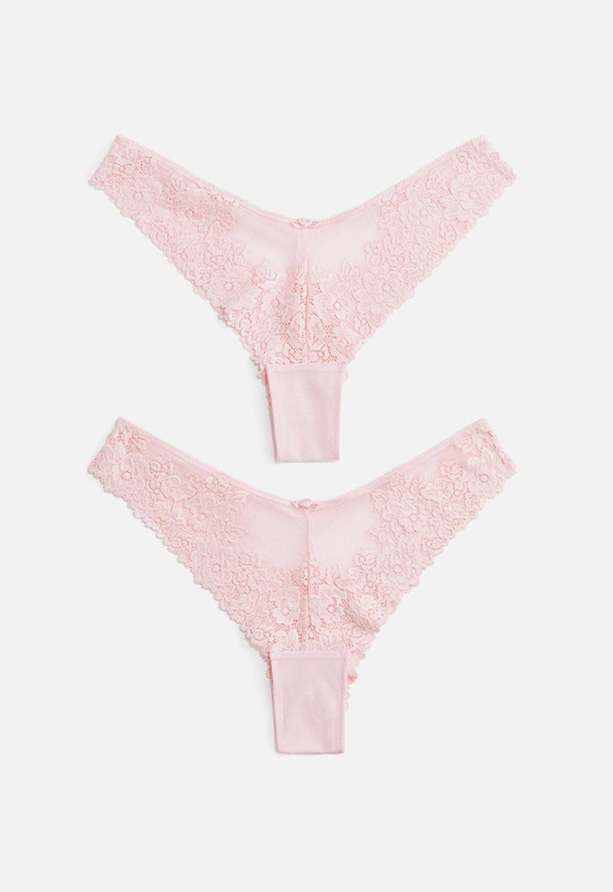 H&M - 2 pack lace brazilian briefs - light ink