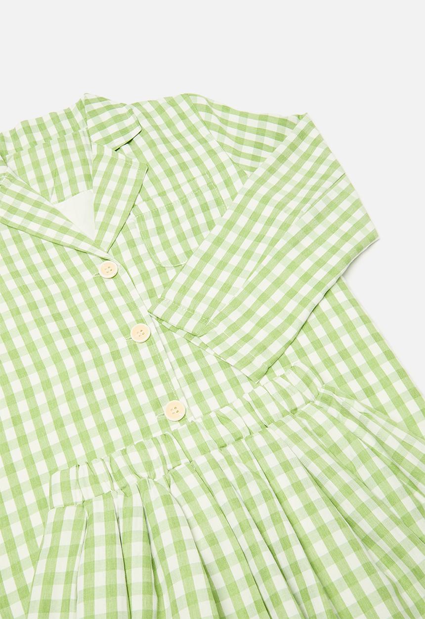 Pop Candy - Gingham shirt & skirt set - green