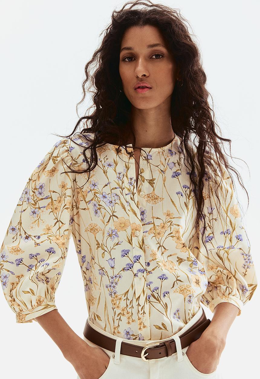 H&M - Poplin blouse - light beige floral