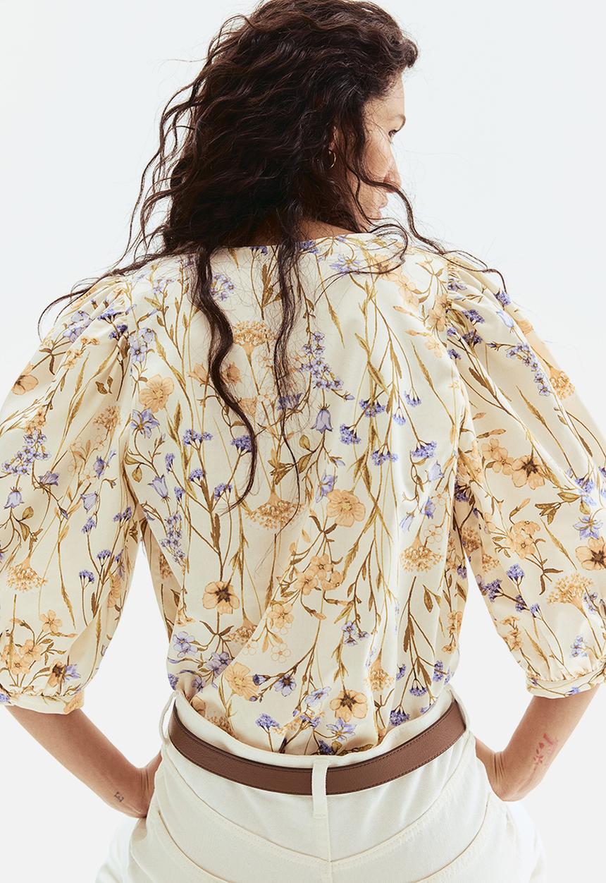H&M - Poplin blouse - light beige floral