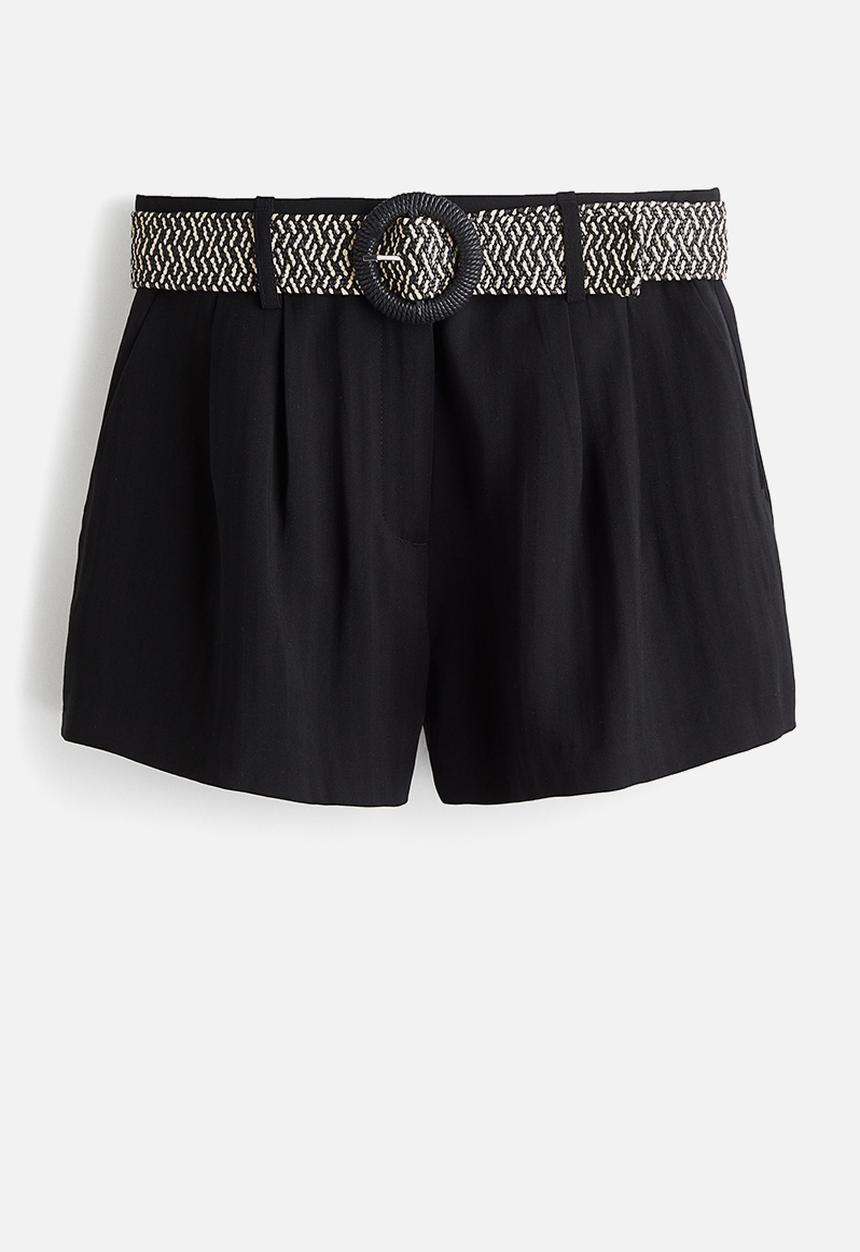 H&M - Belted twill shorts - black