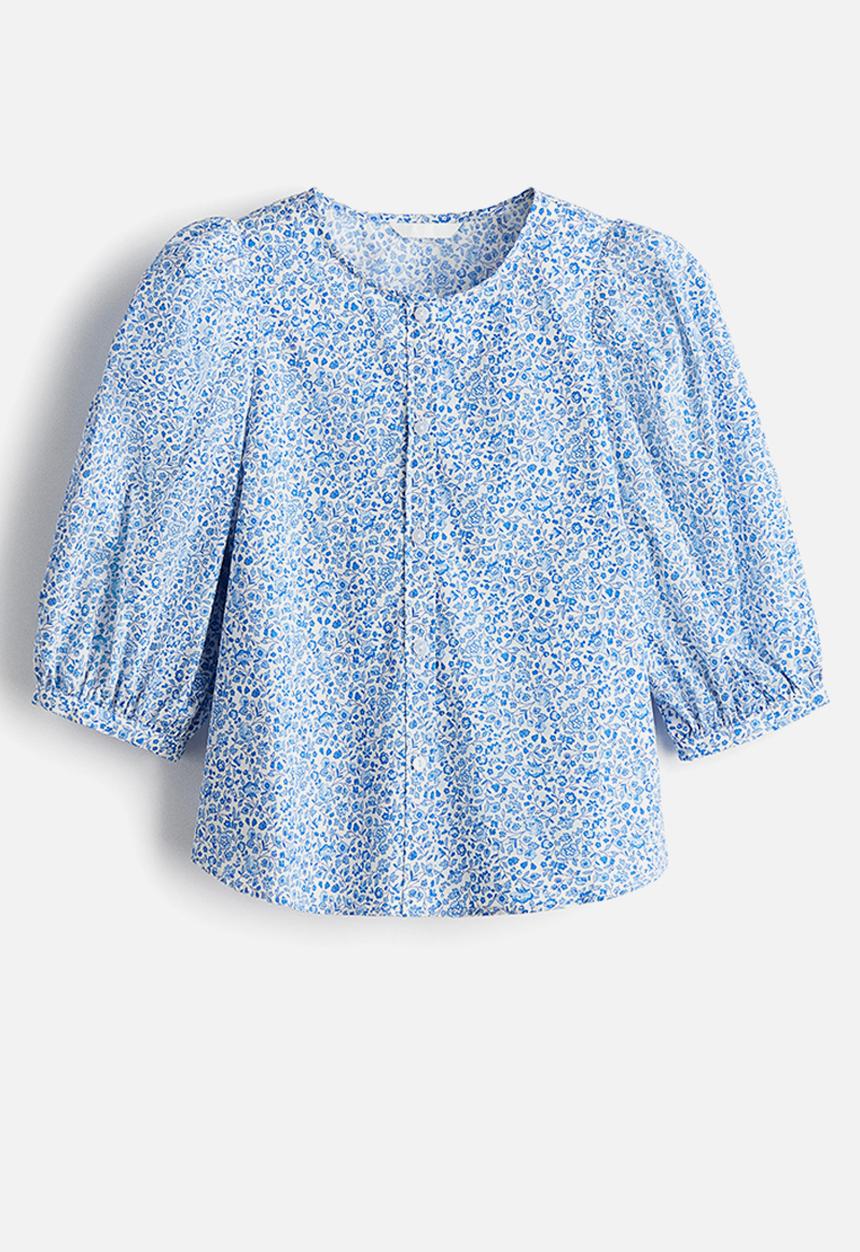 H&M - Poplin blouse - white & blue floral