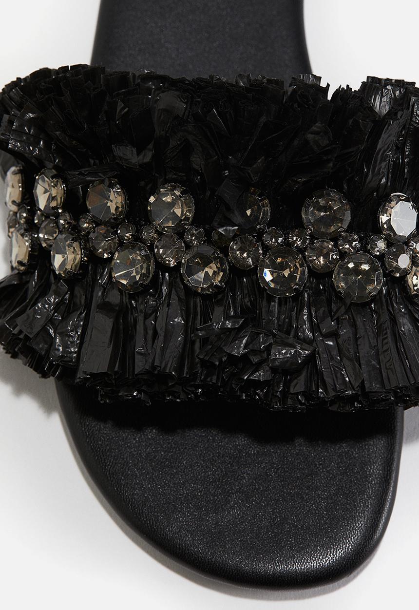 H&M - Rhinestone-embellished sandals - black