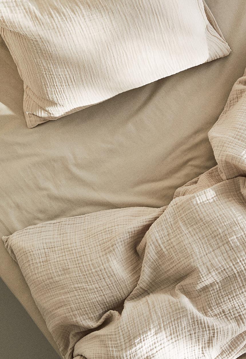 H&M - Fitted cotton sheet - light beige