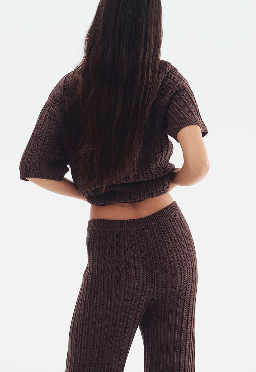 H&M - Crochet-look trousers - dark brown