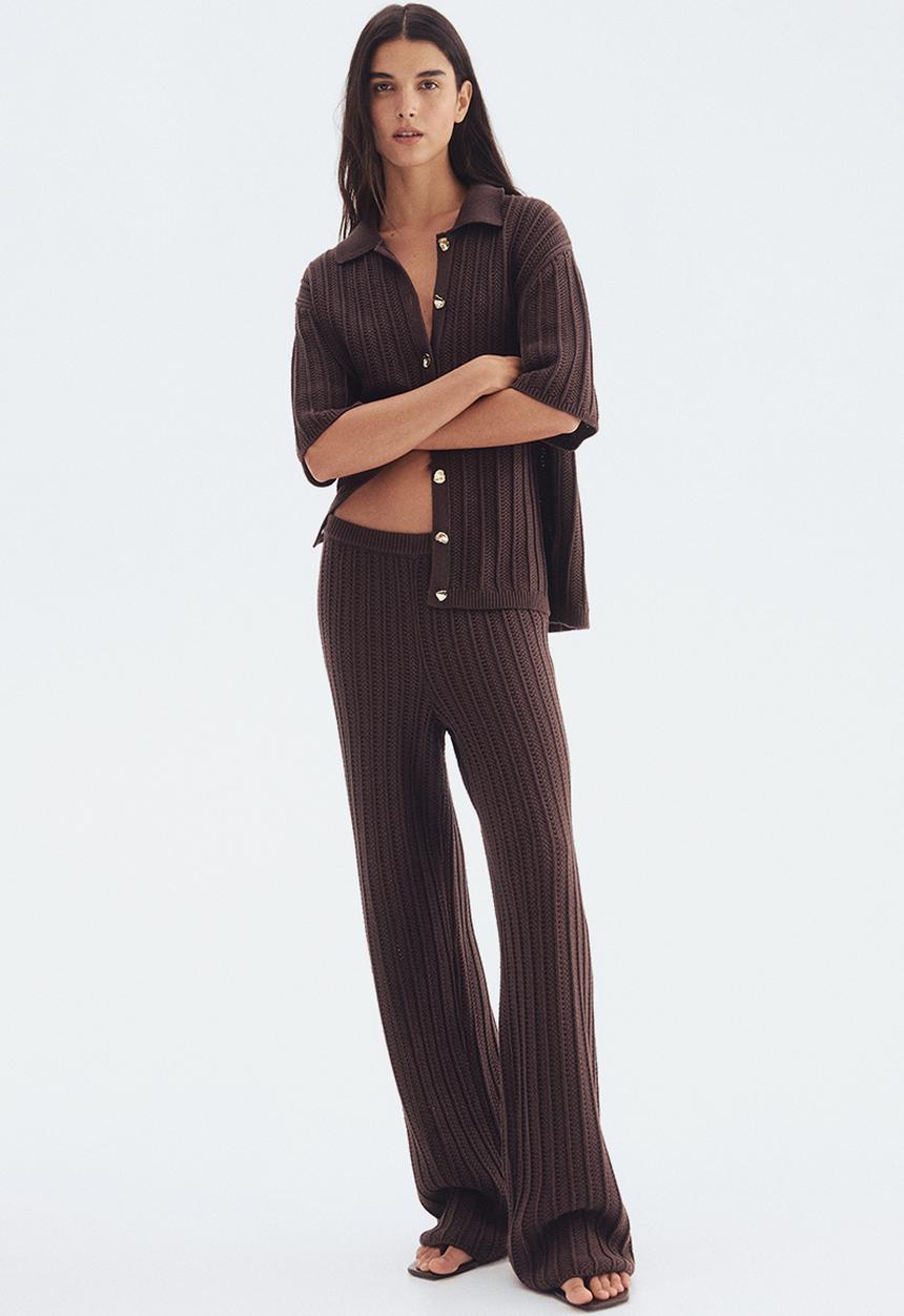 H&M - Crochet-look trousers - dark brown