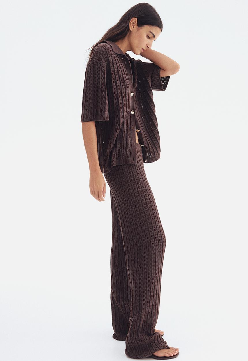 H&M - Crochet-look trousers - dark brown