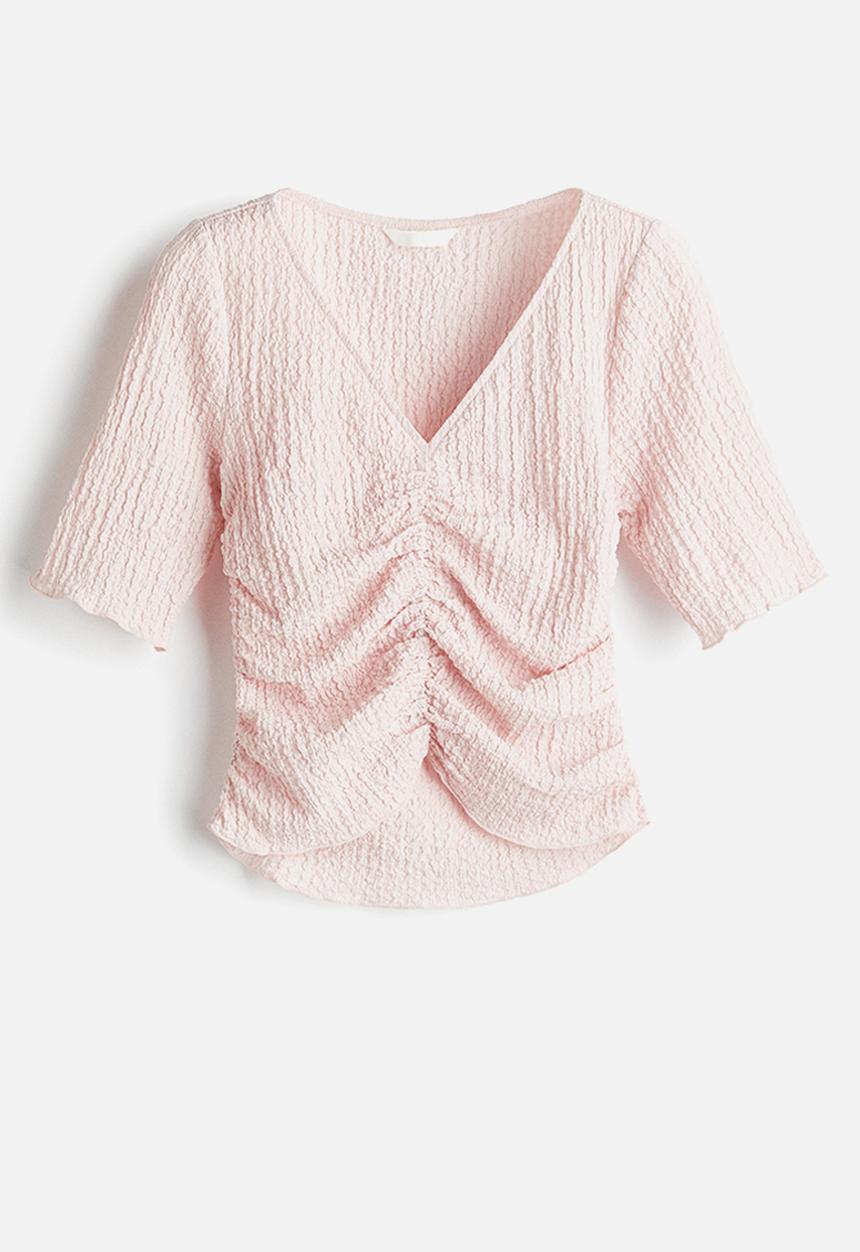 H&M - Textured draped top - light pink