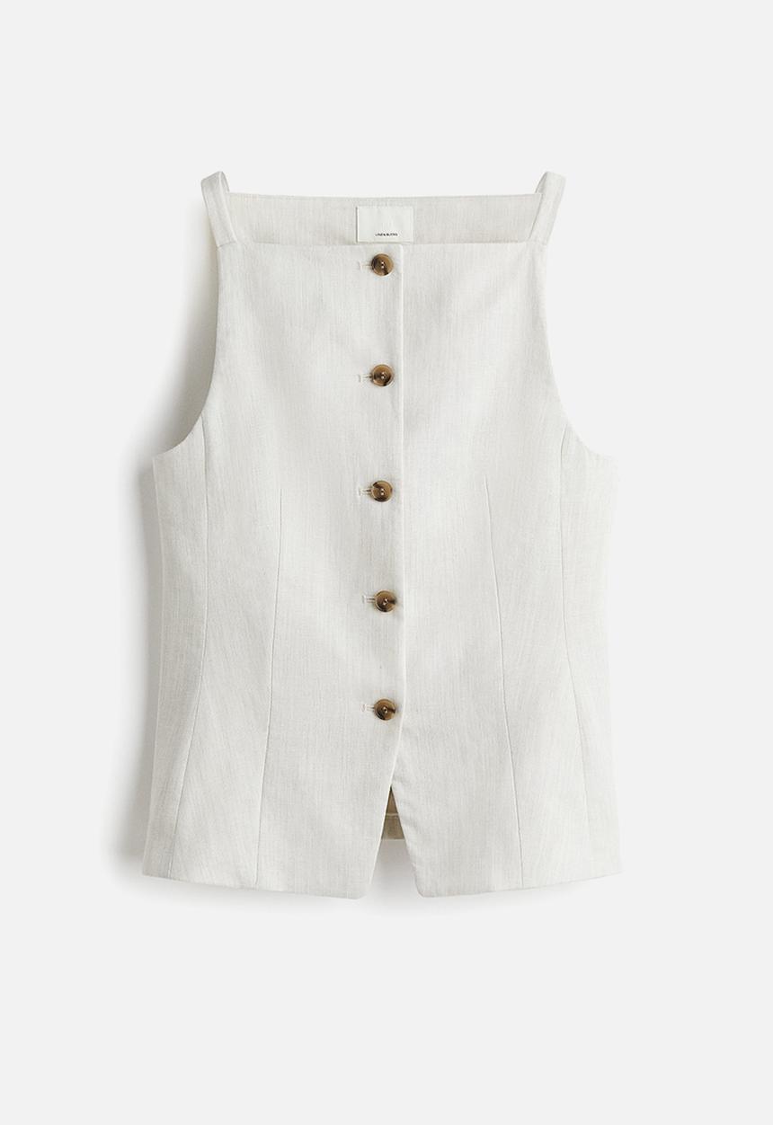 H&M - Linen-blend waistcoat - light grey