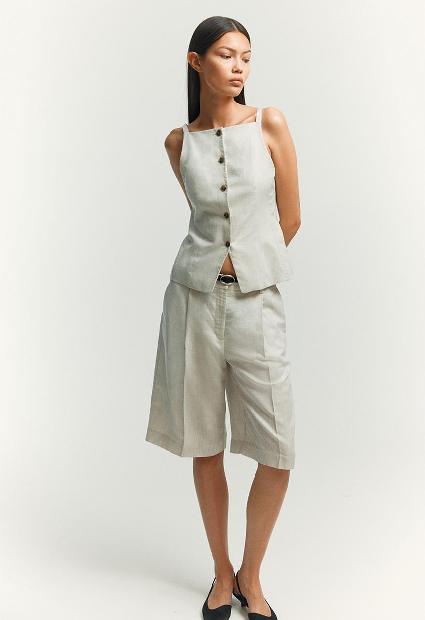 H&M - Linen-blend waistcoat - light grey