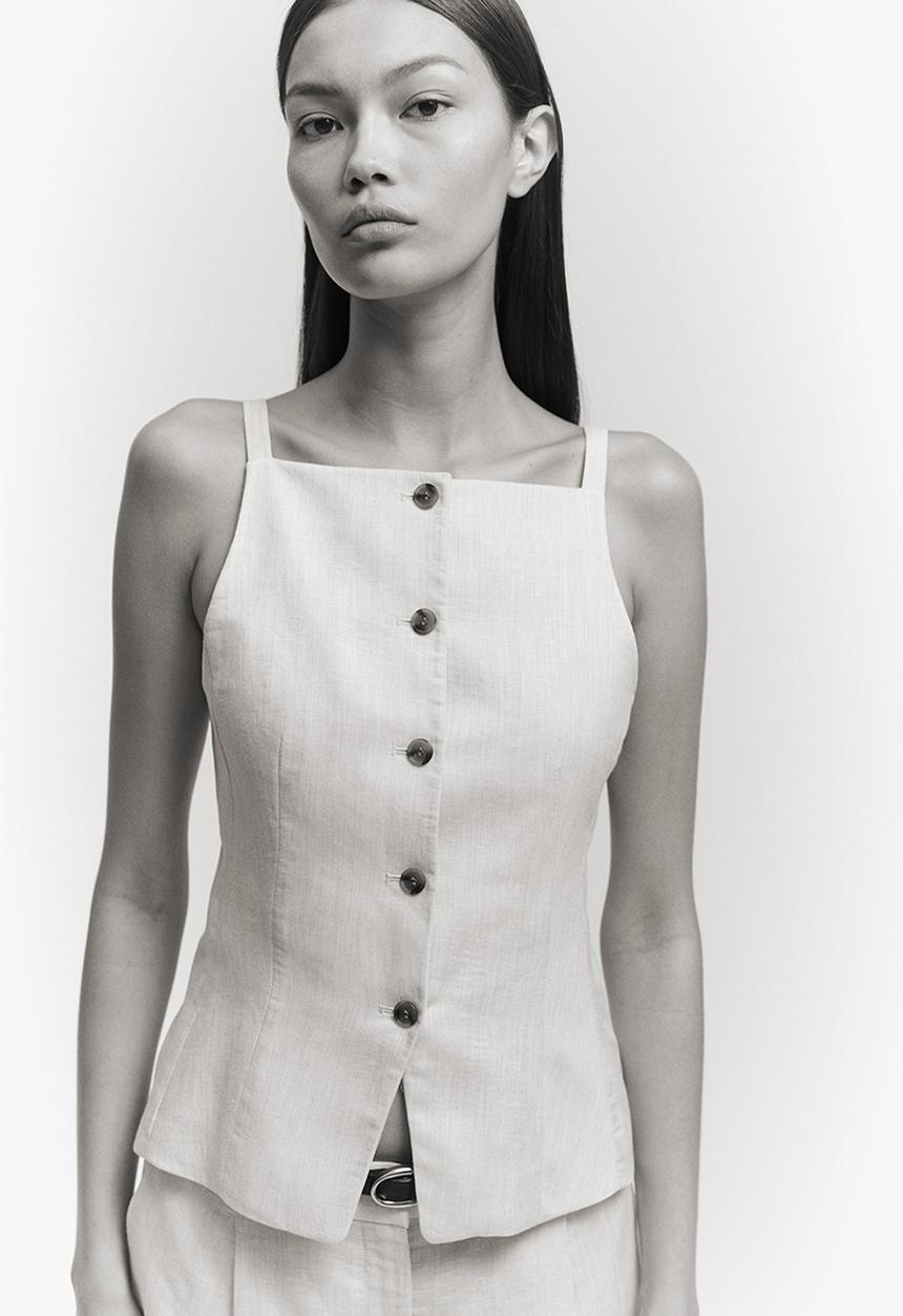 H&M - Linen-blend waistcoat - light grey