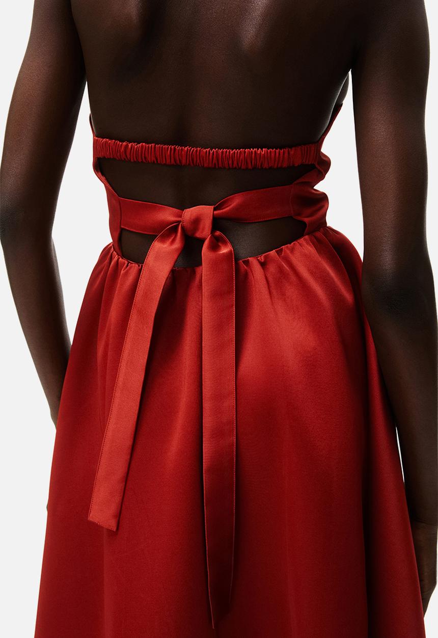 H&M - Circular-skirt halterneck dress - red