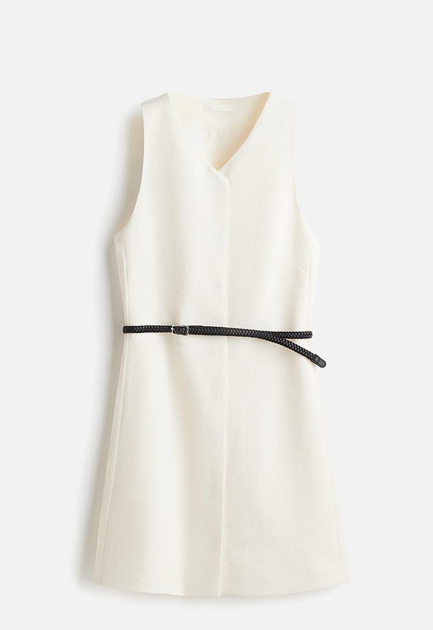 H&M - Belted dress - white